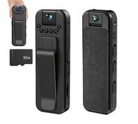 Actualous Body Camera, HD 1080p Rechargeable Mini Body Camera with Night Vison&Rotating Lens, Mini Photographic Equipment with Audio and Video Recording (Basic+32GB Card)