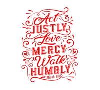 actuar con justicia, amar con misericordia, caminar con humildad Pegatinas de pared 38x50.6cm Impermeable Rojo