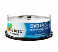 Acu-Disc DVD+R DL 8.5GB 240min 8x Dual Layer - Discos en blanco imprimibles por inyección de tinta, Hub de cara completa, medios grabables de doble capa para duplicación y producción de video (25)