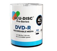 ACU-DISC Pro-Series DVD-R 4.7GB 16x Speed 120 Minutos Discos en blanco AZO Dye Protección UV Revestimiento duro Superficie Anti-arañazos - Perfecto para fotos y videos - Compatible con cualquier