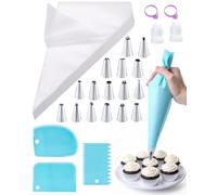 Acual Kit Repostería Profesional 124 Pzs - 100 Piezas Mangas Pasteleras & 16 Boquillas de Acero Inoxidable, Manga Pastelera Gran Capacidad, Utensilios para Decoración de Tartas, Cupcakes y Dulces