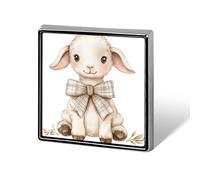 Acuarela A Little Lamb con lazo beige unisex broches y alfileres cuadrados ligeros de solapa joyería para ropa, chal sombrero