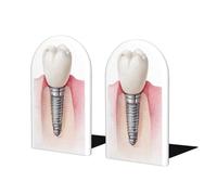 Acuarela A - Sujetalibros de implante dental para estantes, 2 unidades, organizador de madera para bibliotecas de oficina en casa