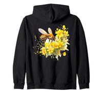 Acuarela Abeja Amarillo Flores Polinizadores Arte Sudadera con Capucha