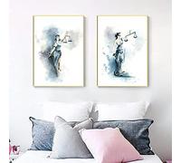 Acuarela abstracta Themis Diosa de la justicia Pintura en lienzo Decoración de sala de estar moderna Carteles e impresiones Cuadros de pared 15.7"x23.6" (40x60cm) 2pcs Sin marco