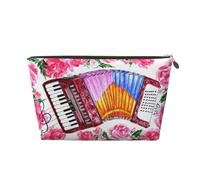 Acuarela Acordeón Flor Rosa, Bolsa de Maquillaje Bolsa de cosméticos Bolsa de artículos de tocador de Viaje portátil Bolsa de artículos de tocador