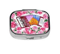 Acuarela Acordeón Flor Rosa, Pastillero cuadrado para bolsillo o monedero, pequeño contenedor de pastillas, organizador de pastillas de viaje