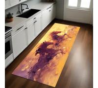 Acuarela Alfombra de Cocina 50 x 80 cm Animal Caballo marrón Antideslizante y Lavable, Camino Multiusos Resistente al Desgaste, Antimanchas, Ideal para Bajo Fregadero y Fogones