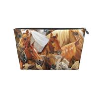 Acuarela Animal Caballo Impreso, Bolsa de artículos de tocador Bolsa de Maquillaje Bolsa de cosméticos Bolsa de artículos de tocador de Viaje portátil