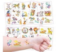 Acuarela Animal Tatuajes Temporales para Niños Niñas, 10 Hojas Infantiles Tattoos Regalos Cumpleaños Niños Colegio