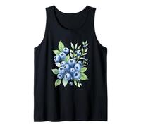 Acuarela Arándano Fruta Patrón con Hojas Verano Diseño Camiseta sin Mangas