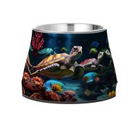 Acuarela Arte OcéAno Tortuga Cuencos para Mascotas Antideslizantes Acero Inoxidable,Apilables para Cachorros
