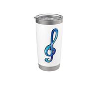 Acuarela Azul Clave de Sol Ilustración Música Profes Vaso térmico de acero inoxidable de doble pared
