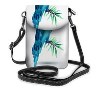 Acuarela Azul Loro Crossbody teléfono Celular Monedero pájaro Tropical botánico Animal Rama LeafWallet Bolso
