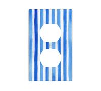 Acuarela azul y blanco líneas verticales cubierta de salida cubierta de interruptor de luz decorativa 1 banda placa de pared para cocina cuarto de baño tamaño 7 x 11,4 cm