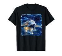 Acuarela Barco Crucero Cielo Noche Océ Camiseta