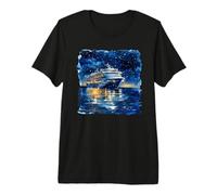 Acuarela Barco Crucero Cielo Noche Océ Camiseta Premium