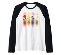 Acuarela Botánico Primavera Verano Flores Camiseta Manga Raglan