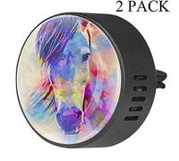 Acuarela Caballo Animal Clip de ventilación de difusor de vidrio para coche de 2 piezas con purificador de ambientador de plástico negro Medallones de difusor de coche Orquídea 40mm
