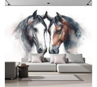 Acuarela Caballo Papel Pintado Panorámico Animal Retrato 200 x 140cm Fotomurales Seda, Murales Decoración de Pared Póster de Pared 3D Para Salón, Dormitorio, Estudio