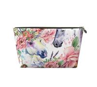 Acuarela Caballo Rosas Flores, Bolsa de Maquillaje Bolsa de cosméticos Bolsa de artículos de tocador de Viaje portátil Bolsa de artículos de tocador