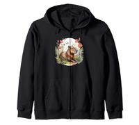 Acuarela Capibara Divertido Flores Animal Lindo Sudadera con Capucha