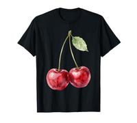 Acuarela Cereza Rojo Cerezas Estéticas Fruta De Verano Camiseta