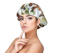 Acuarela Ciervo Jirafa,Gorro de dormir de satén para adultos - Gorro de dormir elástico para mujer, cubrecabello nocturno
