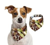 Acuarela Ciervo Jirafa,Pañuelos de algodón para Perros, Bufandas Ajustables para Mascotas,L