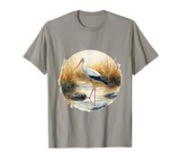 Acuarela Cigüeña Pájaro Arte Naturaleza Ilustración Pantano Vida Camiseta