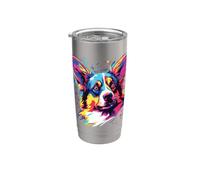 Acuarela Colorido Cardigan Welsh Corgi Perro Vaso térmico de acero inoxidable de doble pared