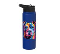 Acuarela Coloridos Perros American Pit Bull Terrier Stainless Steel Insulated Water Bottle