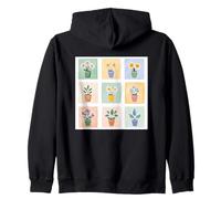 Acuarela con patrón de macetas florales Sudadera con Capucha