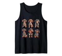Acuarela Dachshund Puppy Wiener Dog Doxie Canine Art Camiseta sin Mangas