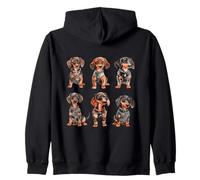 Acuarela Dachshund Puppy Wiener Dog Doxie Canine Art Sudadera con Capucha