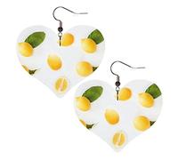 Acuarela De Limón Amarillo, Fruta De Verano Mujer Pendientes Piel Sintética Aretes Colgantes Pendientes