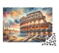 Acuarela del Coliseo Romano 1000 Piezas Cartón Grueso Paquete De Rompecabezas Amantes De La Familia Alivio del Estrés 52x38cm/1000pcs