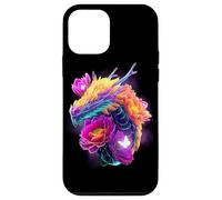 Acuarela Dragón Amante Flores Arte Colorido Gráfico Carcasa para iPhone 12 Mini