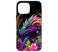 Acuarela Dragón Flores Hermoso Arte Colorido Gráfico Carcasa para iPhone 16 Pro MAX