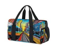Acuarela Europa City Metro Car Bolsa de lona deportiva para niños, niñas, niños, mujeres y hombres, bolsa de viaje para fin de semana, bolsa de viaje para el gimnasio casual