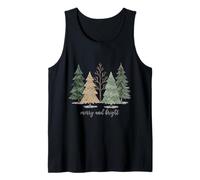 Acuarela Feliz y Brillante Lindo árbol de Navidad Arte Festivo Camiseta sin Mangas