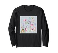 Acuarela floral para mujer, flor botánica, rana, sapo, libélula Manga Larga