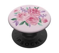 Acuarela Floral Rosa PopSockets PopGrip Adhesivo