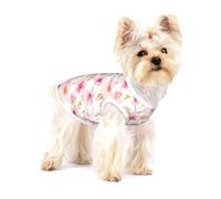 Acuarela Floral Rosa y Morada,Camiseta de algodón sin Mangas para Mascotas, Chaleco Transpirable, Suave y elástico para Cachorros,S