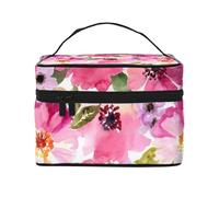 Acuarela Flores Rosa Fucsia, Bolsa de Maquillaje Bolsa de cosméticos Bolsa de Aseo de Viaje portátil Estuche para lápices
