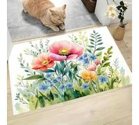 Acuarela Fresca Felpudo Antideslizante - 50 x 80 cmAmapola Trampa de Tierra Felpudo Exterior e Interior para una Entrada Limpia - Fácil de Cuidar - Verde Hierba