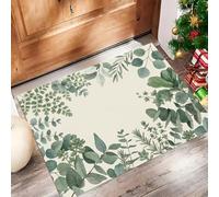 Acuarela Fresca Felpudo Antideslizante - 80 x 120 cmRamas Hojas Eucalipto Trampa de Tierra Felpudo Exterior e Interior para Entrada Limpia - Fácil de Cuidar - Verde Grisáceo