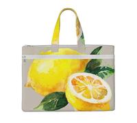 Acuarela Fruta de verano Limones Hojas slich,Bolsa de lona para documentos con cremallera, bolso de mano, maletín para la escuela y la oficina.