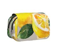 Acuarela Fruta de Verano Limones Hojas Slich Estuche para lápices portátil con Doble Concha y Cremallera