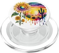 Acuarela Girasol Floración Y Desierto Puesta PopSockets PopGrip para MagSafe